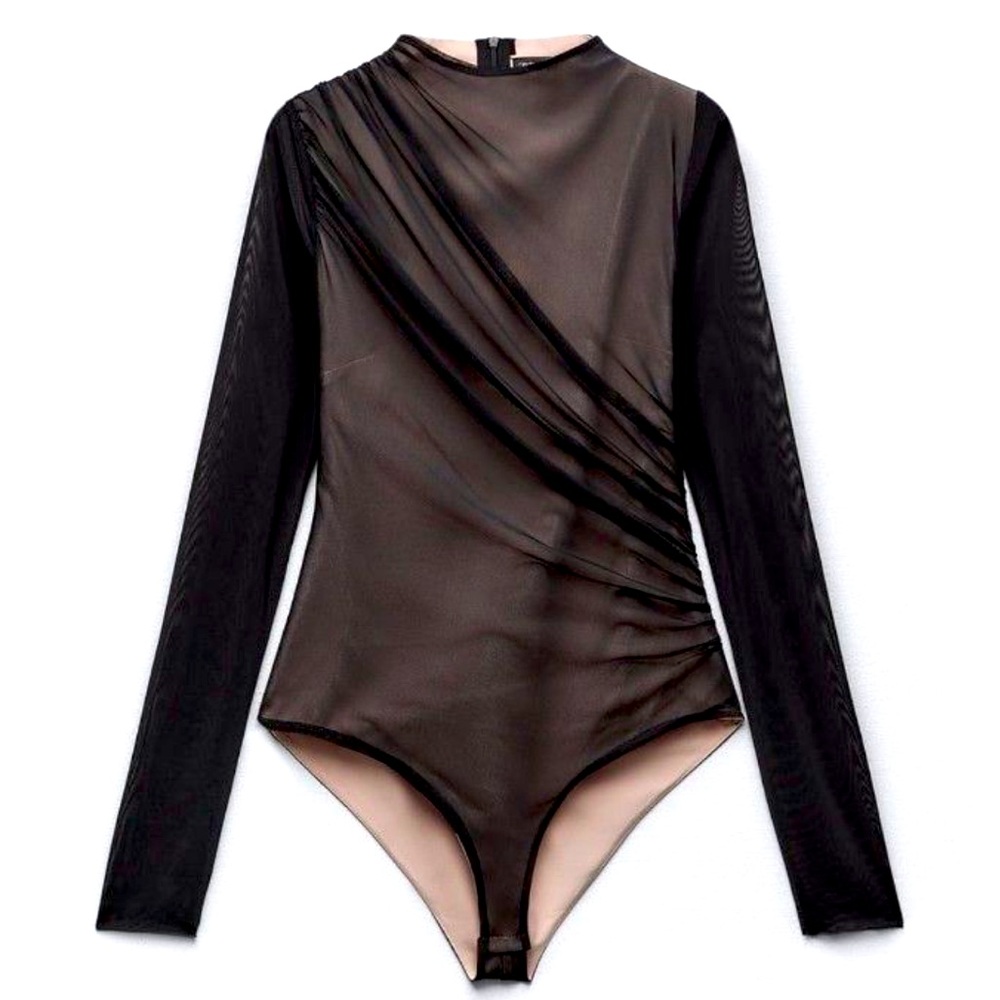 New Zara draped tulle bodysuit